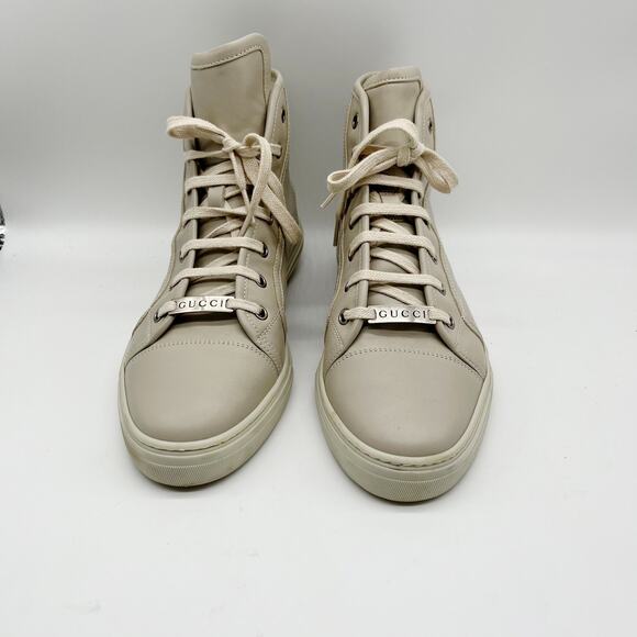 Authentic Gucci Miro'soft Mystic White Calfskin Leather High Top Sneakers 39.5 - Picture 1 of 11